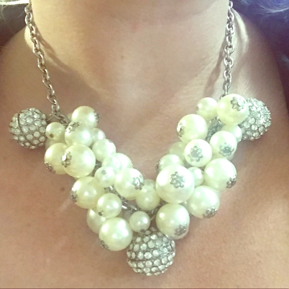 Pearl rhinestone bobble Vanity necklace